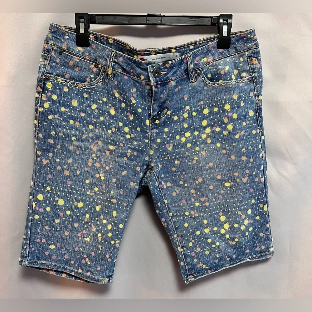Levis Paint Splatter‎ Bermuda Shorts Indigo Traveler Size 13